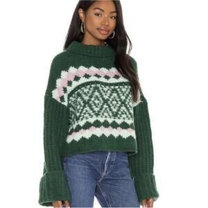 Free People Spearmint Pine Wool Blend Cropped Sweater Size XS